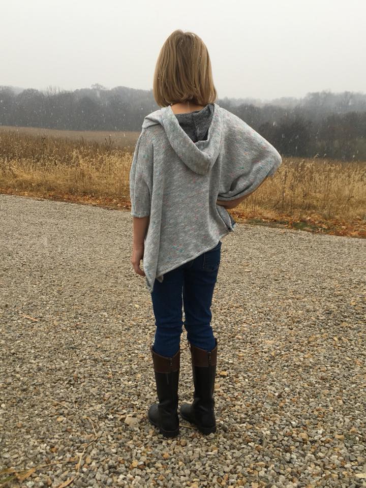 Girl's Cowl Neck Poncho with Hood sizes 2T-16