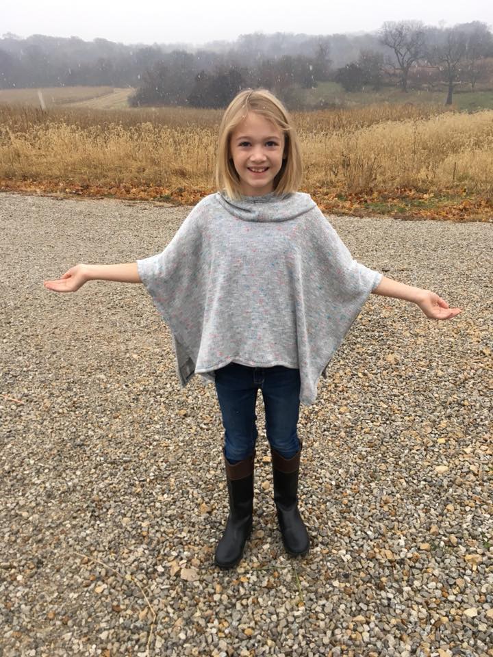 Girl's Cowl Neck Poncho with Hood sizes 2T-16