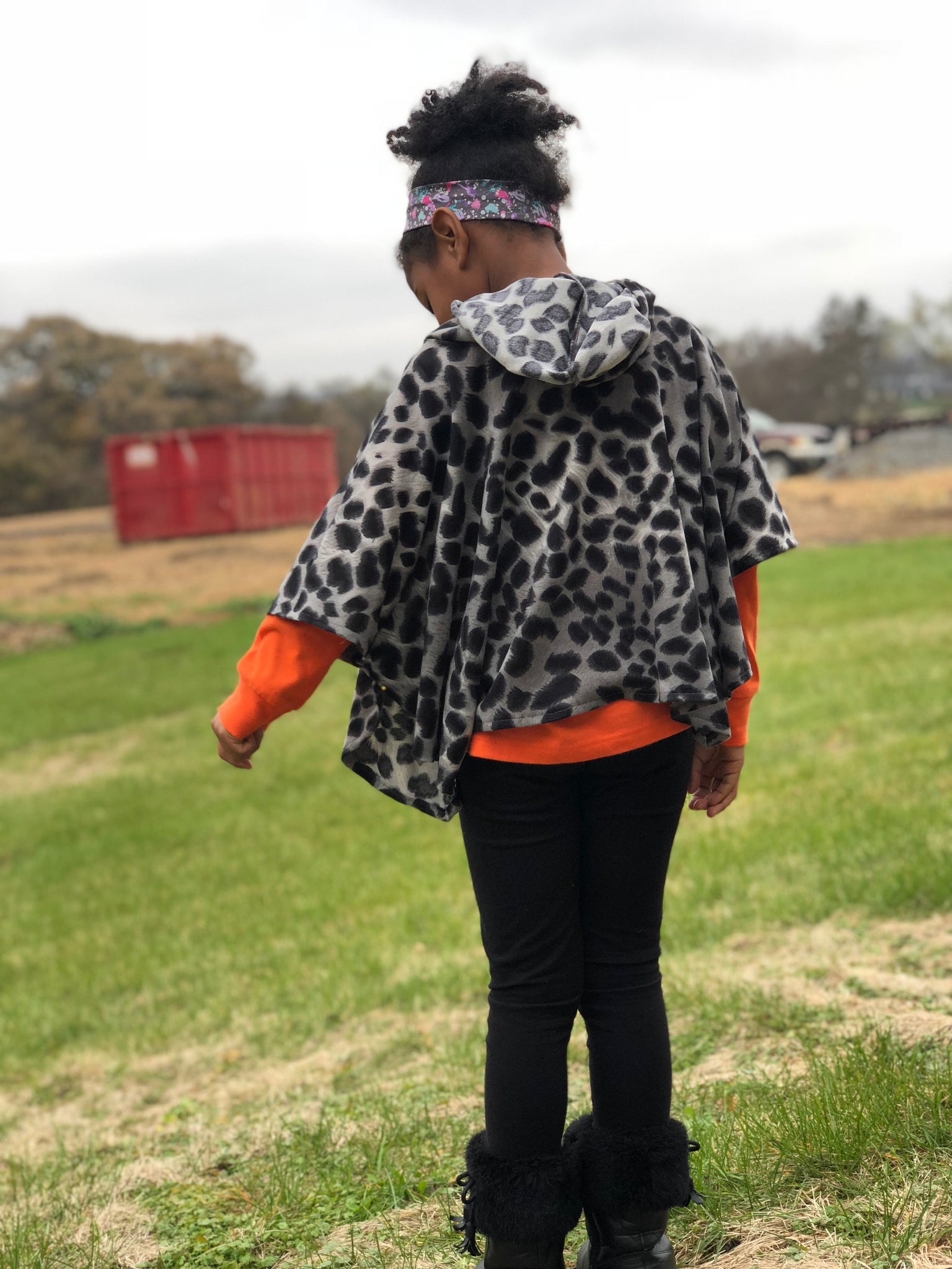 Girl's Cowl Neck Poncho with Hood sizes 2T-16