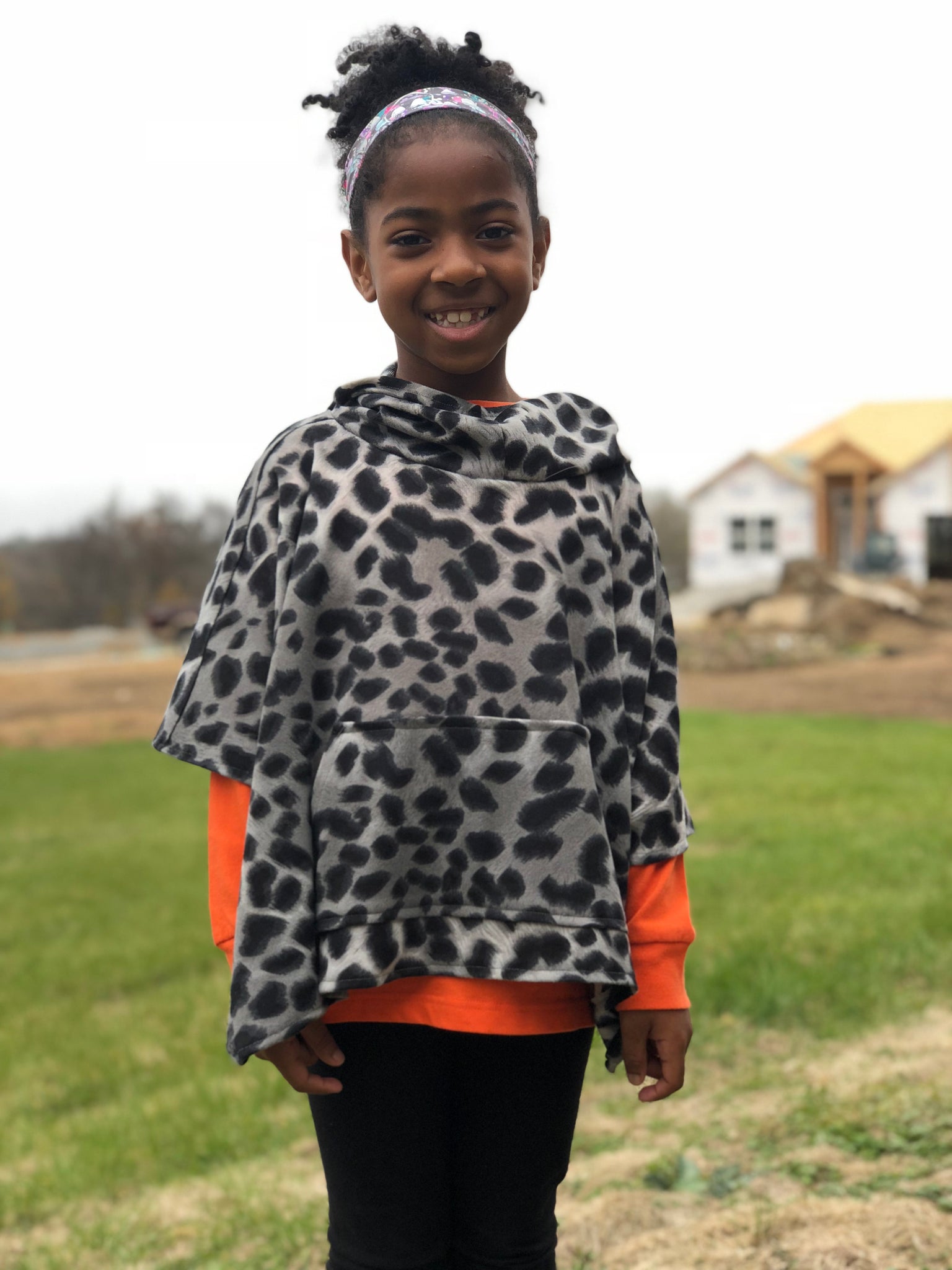 MOMMY and ME Cowl Neck Poncho with Hood and Cowl Neck
