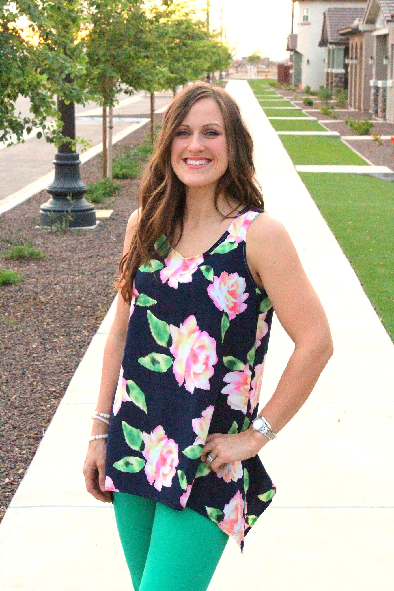 Women's Draped Tank with Hankerchief Hem