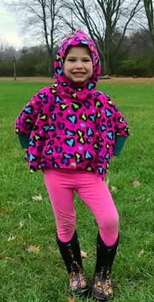 MOMMY and ME Cowl Neck Poncho with Hood and Cowl Neck