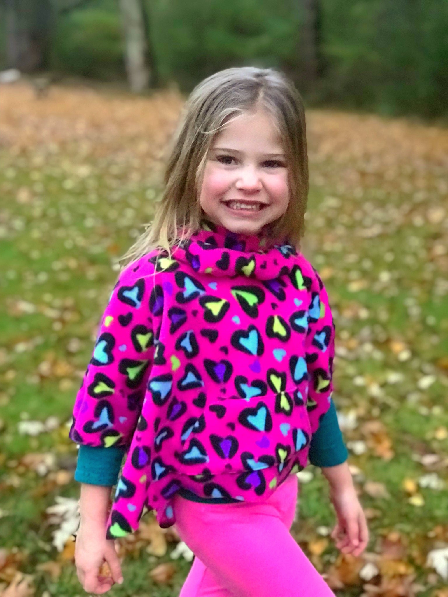 Girl's Cowl Neck Poncho with Hood sizes 2T-16
