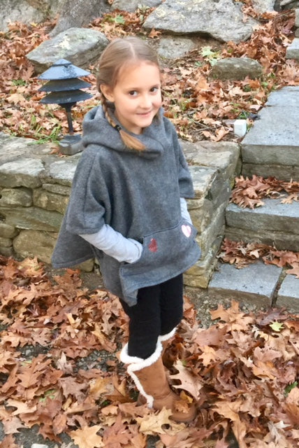 Girl's Cowl Neck Poncho with Hood sizes 2T-16