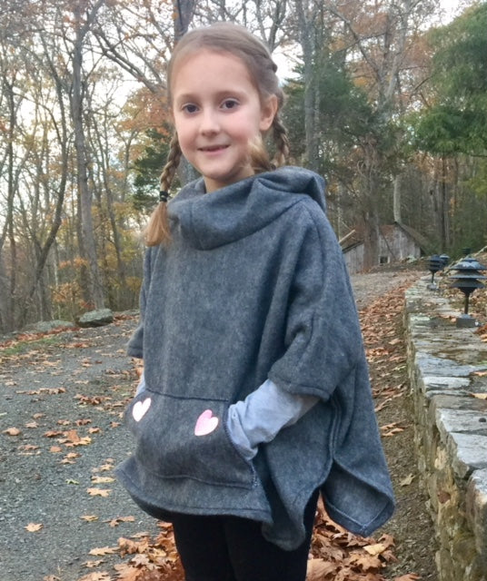 Girl's Cowl Neck Poncho with Hood sizes 2T-16
