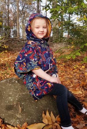 Girl's Cowl Neck Poncho with Hood sizes 2T-16