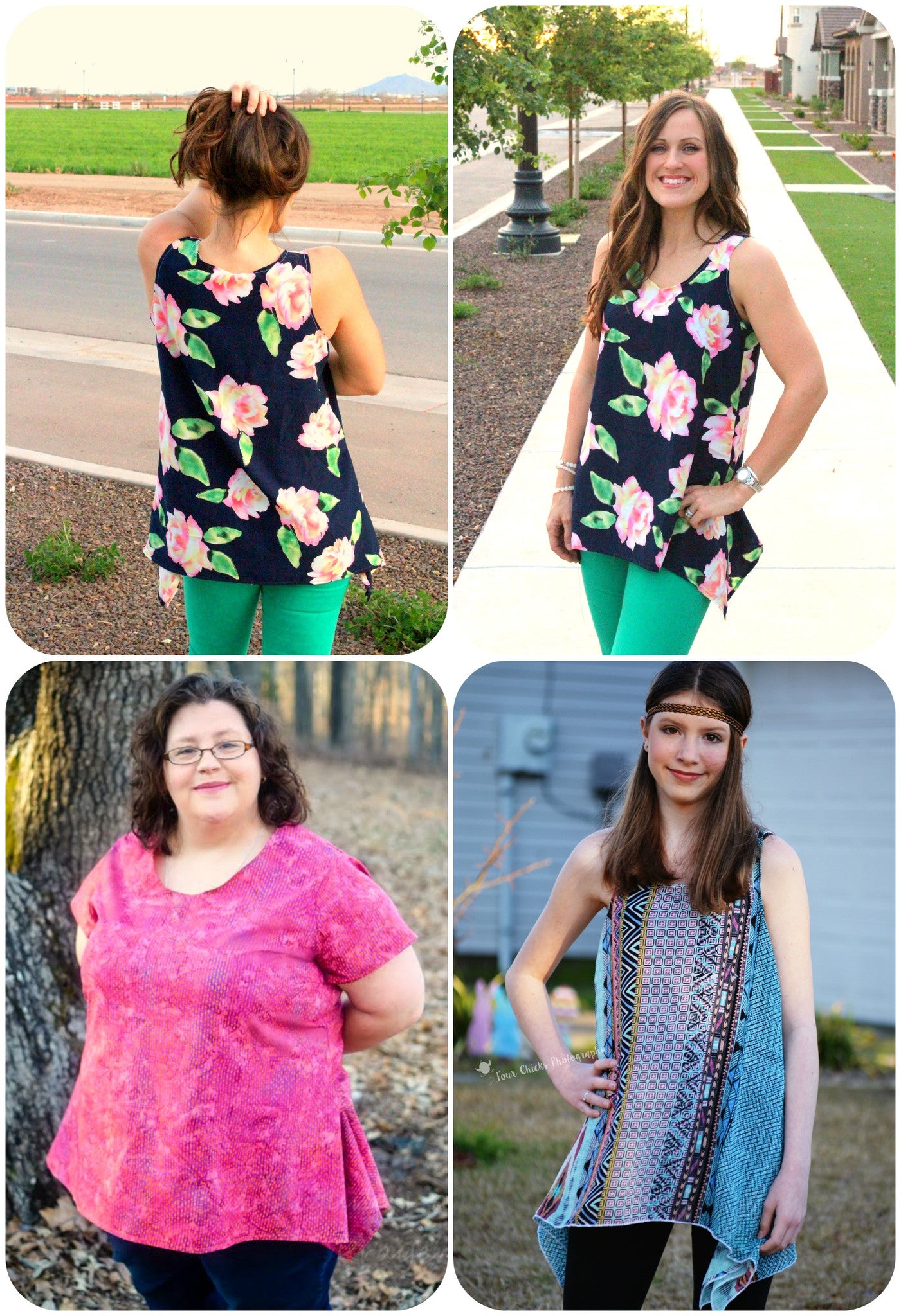 Women's Draped Tank with Hankerchief Hem