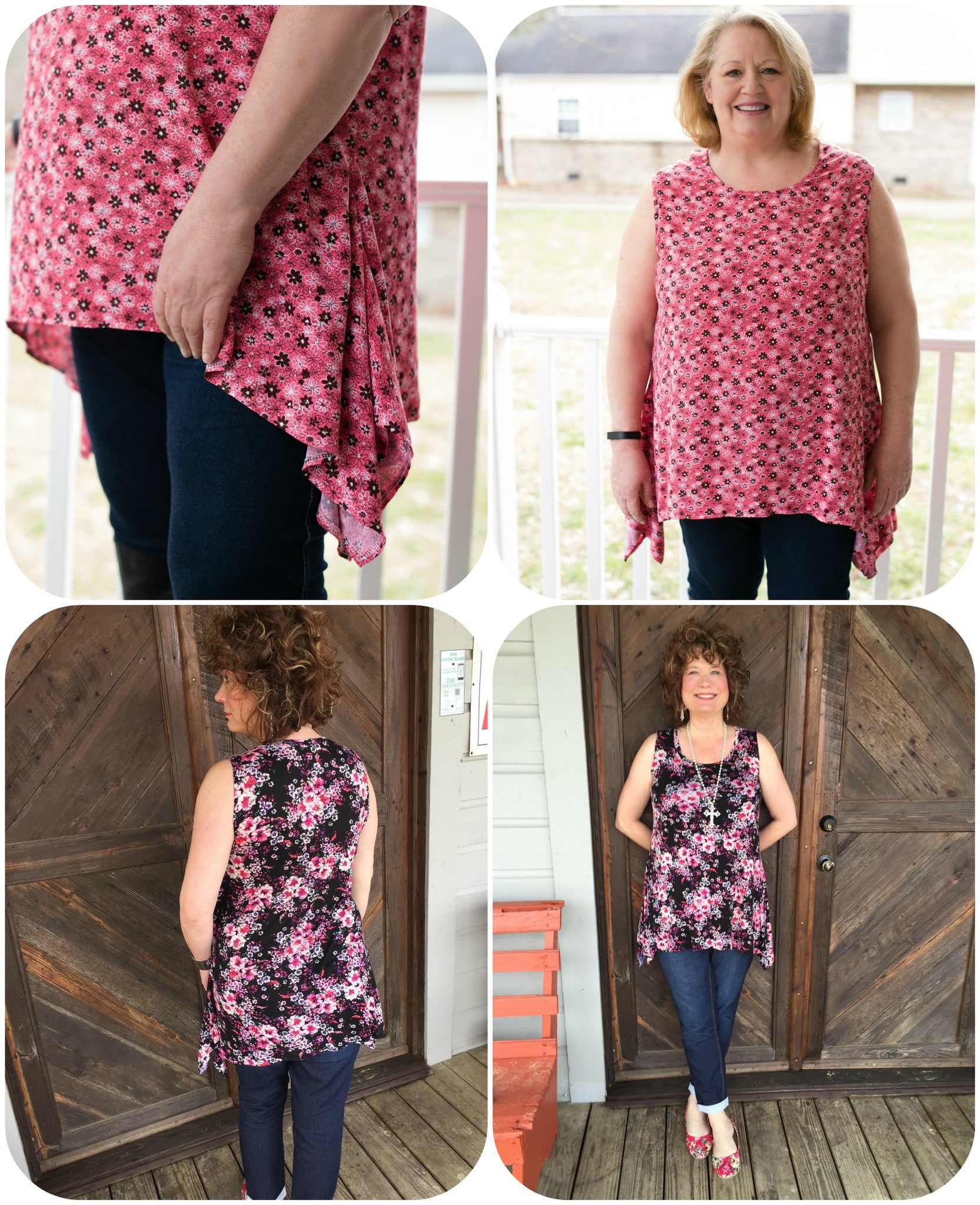 Women's Draped Tank with Hankerchief Hem