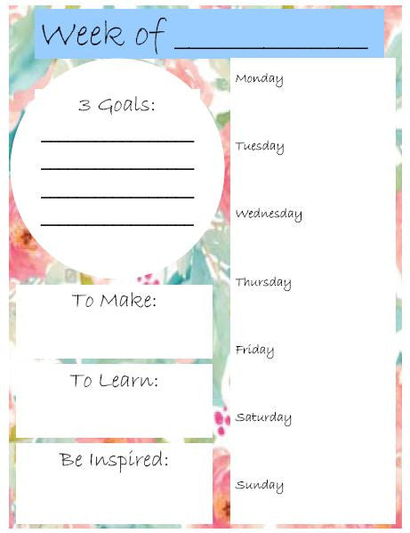 Free Weekly Planner Printable - Sewing Project Planner - Weekly Planner Printable