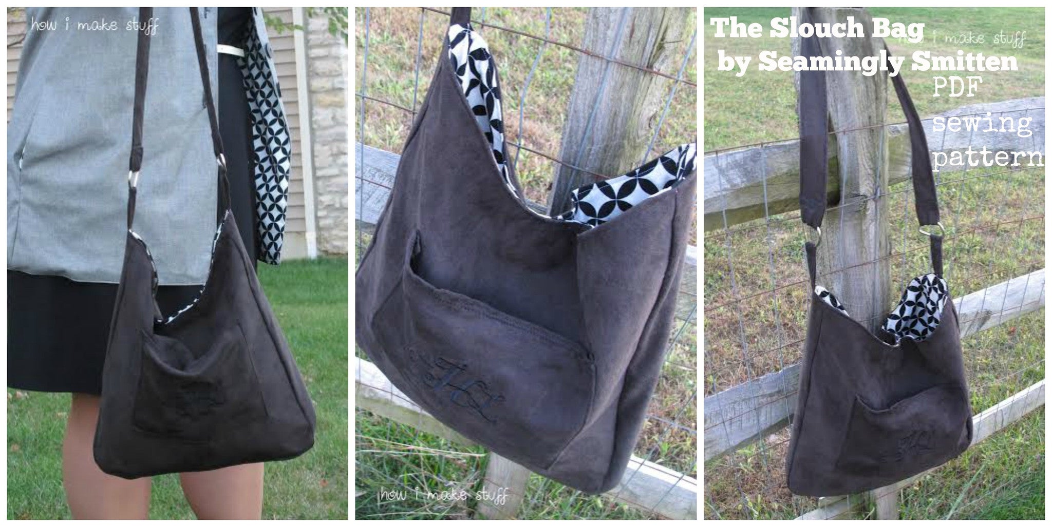 Faux Leather or Fabric Slouch Bag Sewing Pattern 