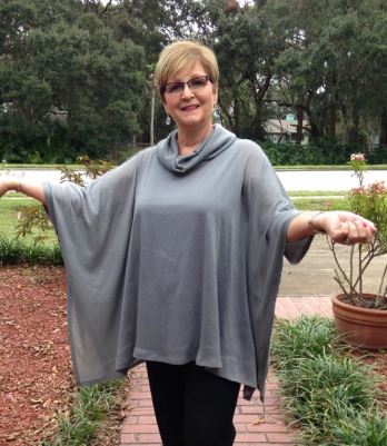 Women's Cowl Neck Poncho with Hood XS-XXXL